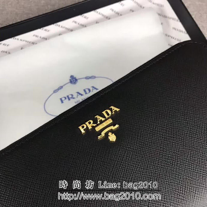 PRADA普拉達 經典款 頂級原單十字紋牛皮 時尚單拉鏈錢包 1ML506 DD1498